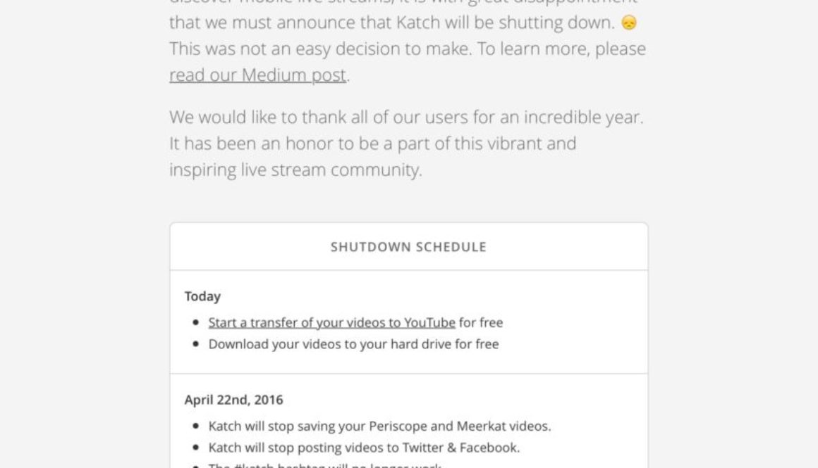 Katch.me is Closing Down